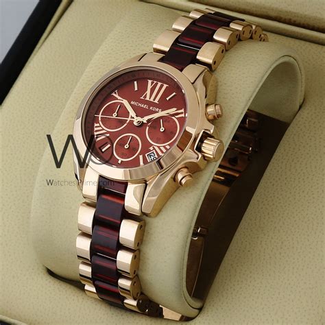 michael kors rose gold red face watch